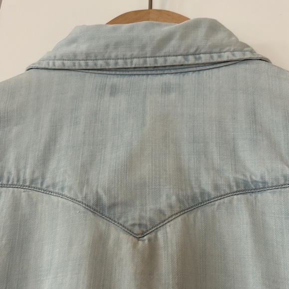 Lucky Brand Dixie Scarf Bandana Print Western Yoke Chambray Blouse w Snaps - Picture 8 of 13